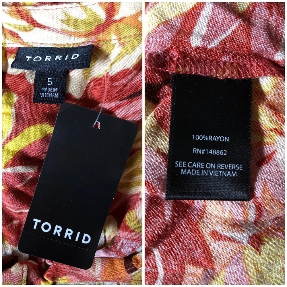 NWT TORRID Rayon Crepe Tie Flutter Sleeve Peasant Top Size 5X
